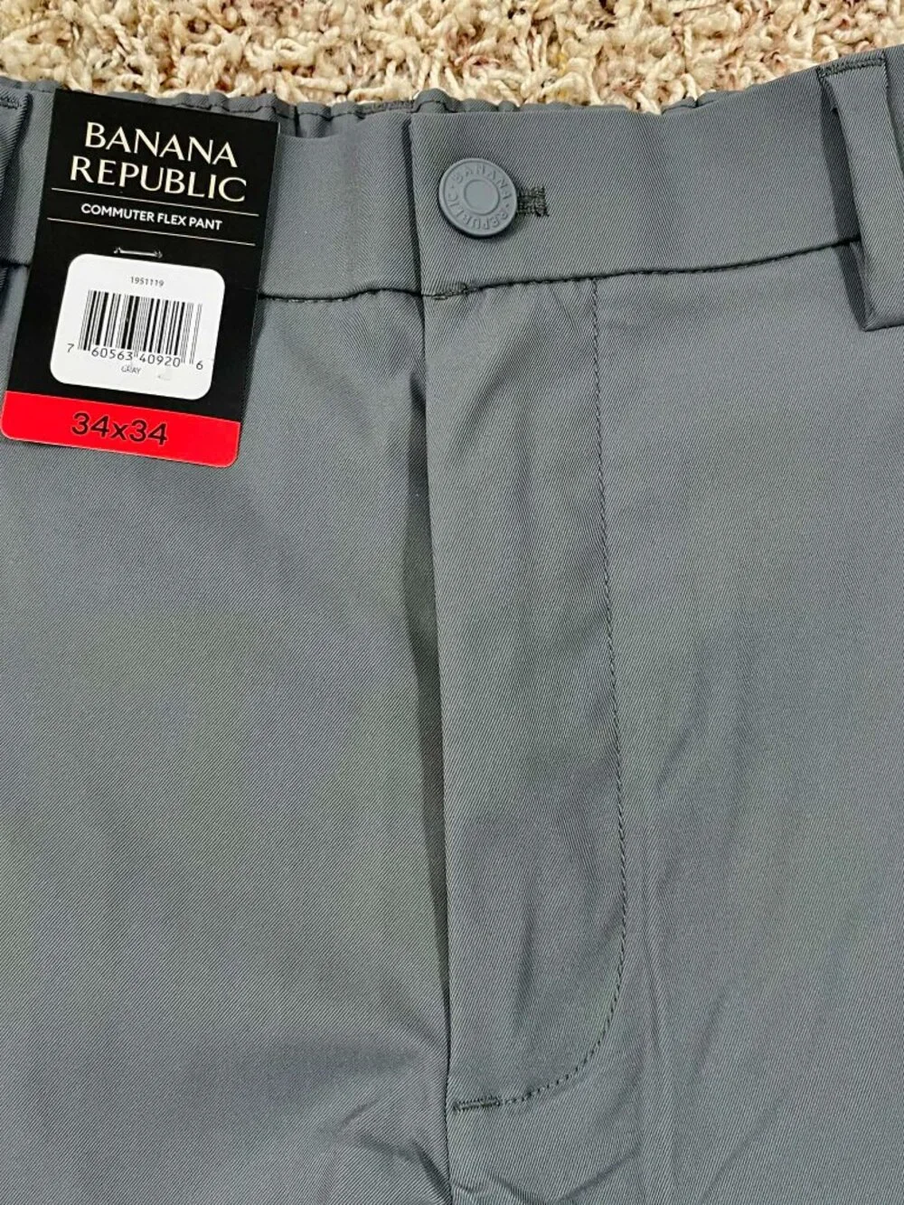 Banana Republic Men's Commuter Pants Gray, Size 34x34 (New)
